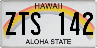 HI license plate ZTS142