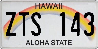 HI license plate ZTS143