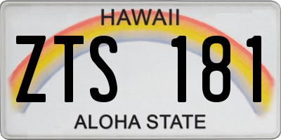 HI license plate ZTS181