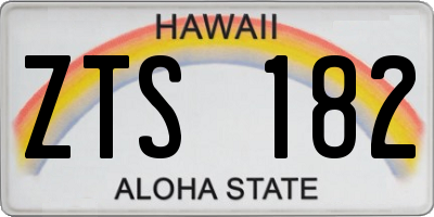 HI license plate ZTS182