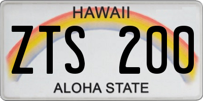 HI license plate ZTS200