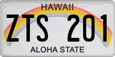 HI license plate ZTS201