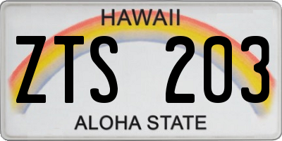 HI license plate ZTS203