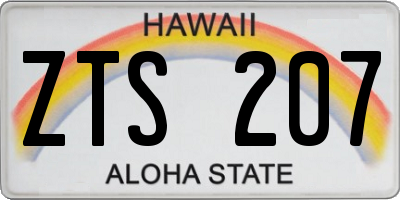 HI license plate ZTS207