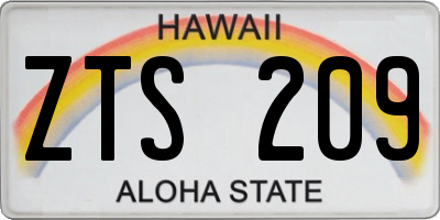 HI license plate ZTS209