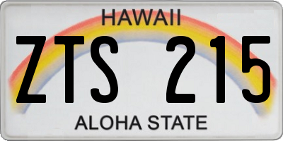 HI license plate ZTS215