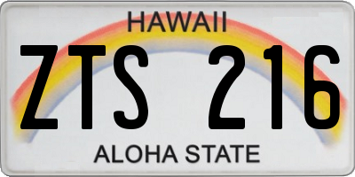 HI license plate ZTS216