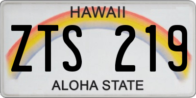 HI license plate ZTS219