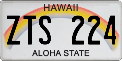 HI license plate ZTS224