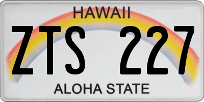 HI license plate ZTS227