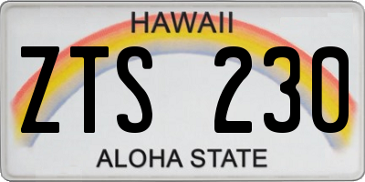 HI license plate ZTS230