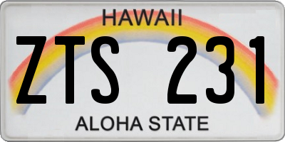 HI license plate ZTS231