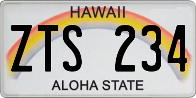 HI license plate ZTS234