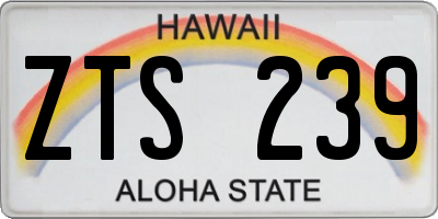 HI license plate ZTS239