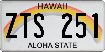 HI license plate ZTS251