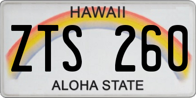 HI license plate ZTS260