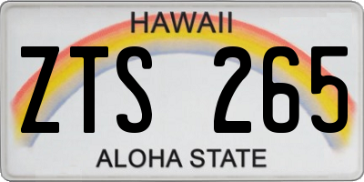 HI license plate ZTS265