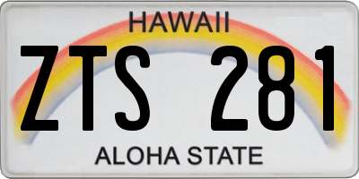 HI license plate ZTS281