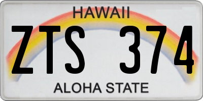 HI license plate ZTS374