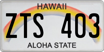 HI license plate ZTS403