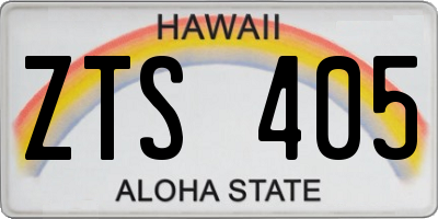 HI license plate ZTS405