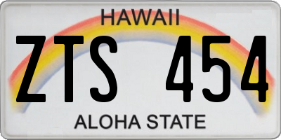 HI license plate ZTS454