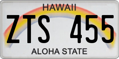 HI license plate ZTS455