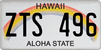 HI license plate ZTS496