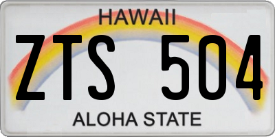 HI license plate ZTS504