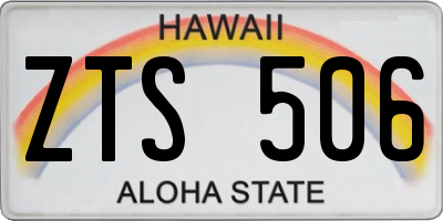 HI license plate ZTS506