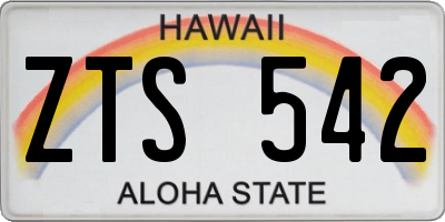 HI license plate ZTS542