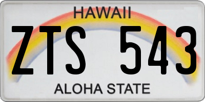HI license plate ZTS543