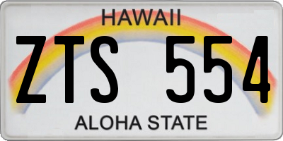 HI license plate ZTS554