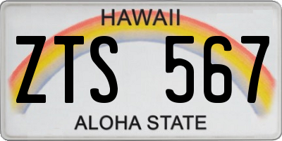 HI license plate ZTS567