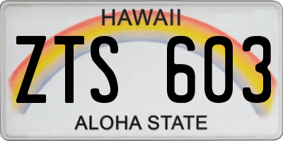 HI license plate ZTS603