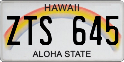HI license plate ZTS645