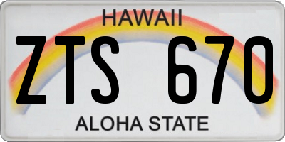 HI license plate ZTS670