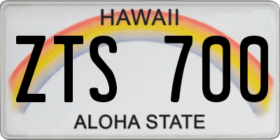 HI license plate ZTS700