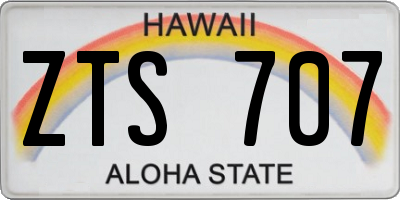 HI license plate ZTS707