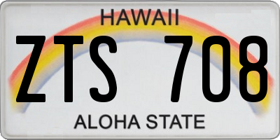 HI license plate ZTS708