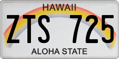 HI license plate ZTS725