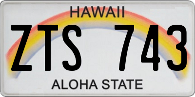 HI license plate ZTS743