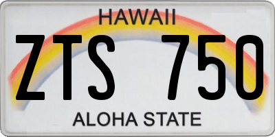HI license plate ZTS750