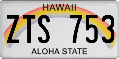 HI license plate ZTS753