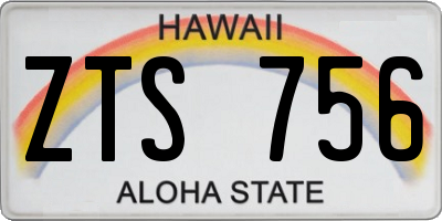 HI license plate ZTS756