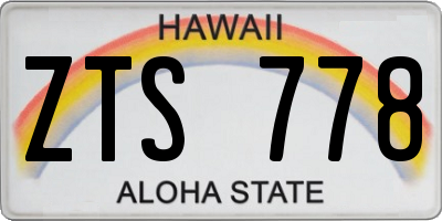 HI license plate ZTS778