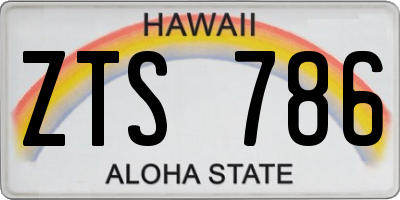 HI license plate ZTS786