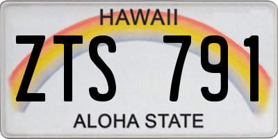HI license plate ZTS791