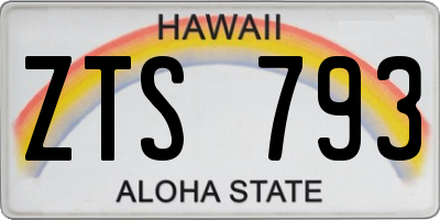 HI license plate ZTS793