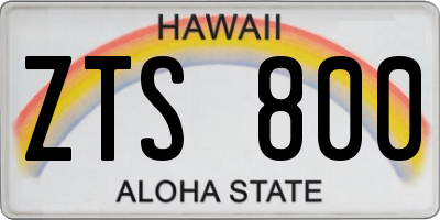 HI license plate ZTS800